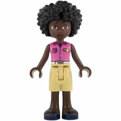 Friends Mischa - Dark Pink Sleeveless Shirt, Tan Shorts, Dark Blue Sandals