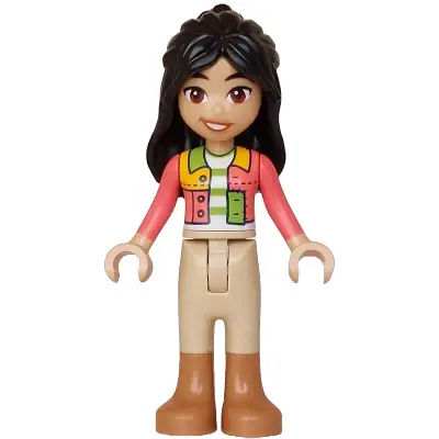 Friends Liann - Coral Patchwork Jacket, Tan Trousers with Medium Nougat Boots