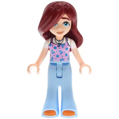 Friends Paisley - Bright Pink Tank Top, Bright Light Blue Trousers Bell-Bottoms, Orange Shoes