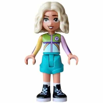 Friends Nova - Light Aqua and Lime Sweater, Dark Turquoise Shorts, Black Boots