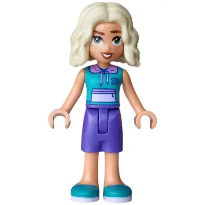 Friends Nova - Dark Turquoise Sleeveless Hoodie, Dark Purple Shorts, Dark Turquoise Shoes