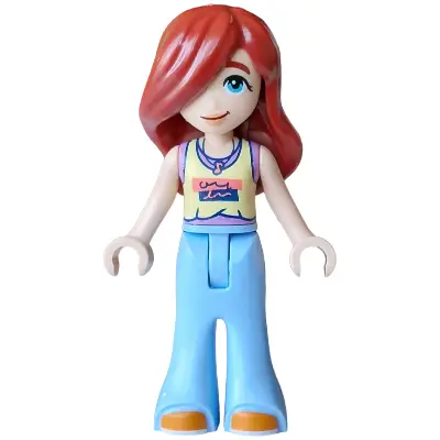 Friends Paisley - Bright Light Yellow and Medium Lavender Tank Top, Bright Light Blue Trousers Bell-Bottoms, Orange Shoes