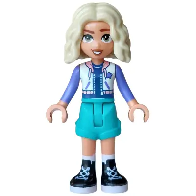 Friends Nova - White Hoodie with Warm Pink Hood, Dark Turquoise Shorts, Black Boots