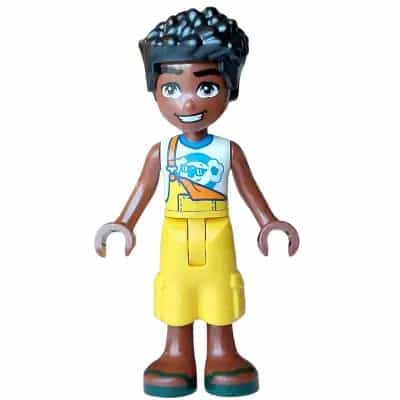 Friends Zac - Yellow Overalls with Cropped Trousers, Dark Green Sandals