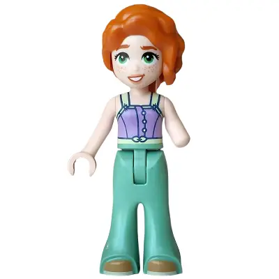 Friends Autumn - Medium Lavender Tank Top, Sand Green Trousers Bell-Bottoms, Medium Nougat Shoes