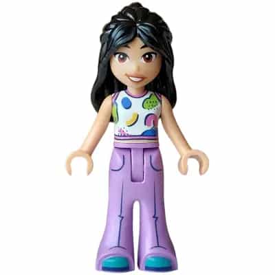Friends Liann - White Tank Top, Medium Lavender Trousers Bell-Bottoms, Dark Turquoise Shoes