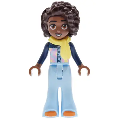 Friends Aliya - Dark Blue Shirt, Bright Light Blue Trousers Bell-Bottoms, Orange Shoes, Bright Light Yellow Scarf