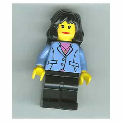 Medium Blue Jacket, Black Legs, Black Mid-Length Female Hair