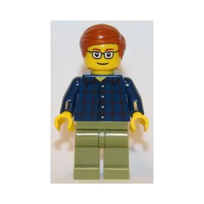 Plaid Button Shirt, Olive Green Legs, Dark Orange Smooth Hair
