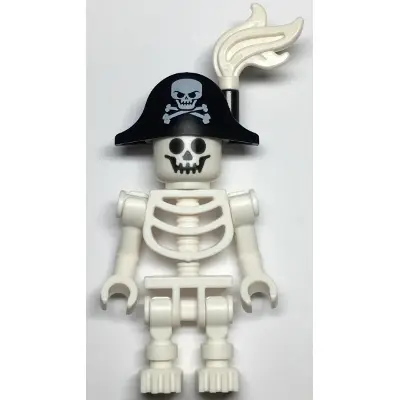 Skeleton - Standard Skull, Bent Arms Vertical Grip, Black Bicorne Hat with Skull and Crossbones, White Plume