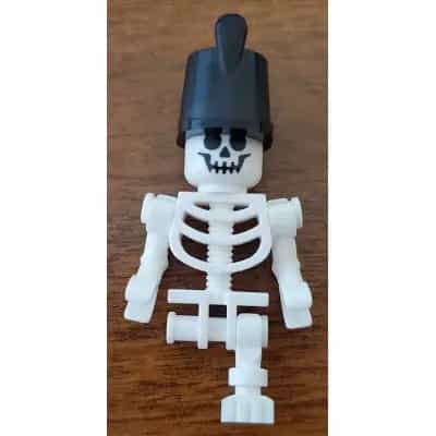Skeleton - Standard Skull, Bent Arms Horizontal Grip, Black Shako Hat, Single Leg