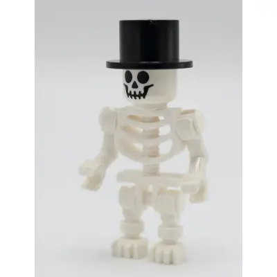 Skeleton - Standard Skull, Bent Arms Horizontal Grip, Black Top Hat