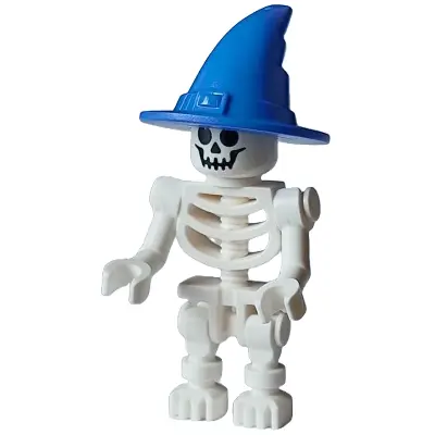 Skeleton - Standard Skull, Bent Arms Vertical Grip, Blue Wizard / Witch Hat