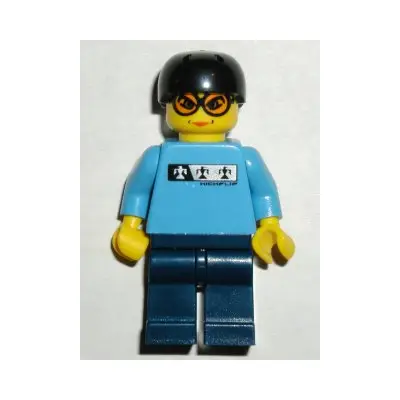 Skateboarder, Medium Blue Shirt, Dark Blue Legs