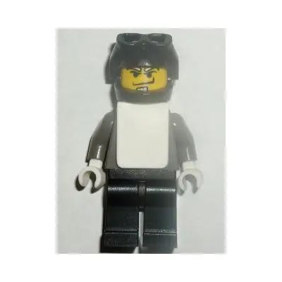 Snowboarder, Dark Gray Shirt, Black Legs, Black Helmet, White Vest