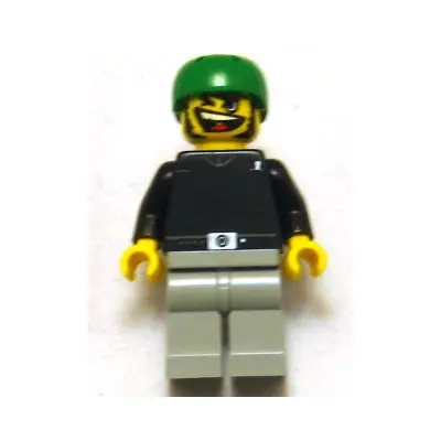 Skateboarder, Black Shirt, Light Gray Legs, without Back Stud