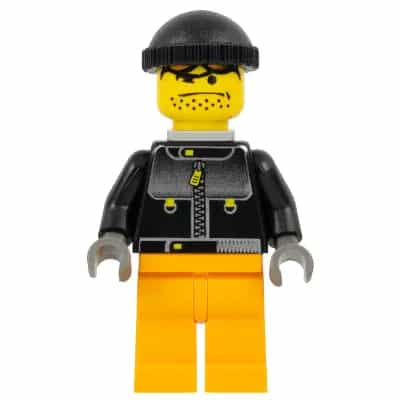 Skateboarder - Black Jacket, Medium Orange Legs, Black Knit Cap, Light Gray Neck Bracket
