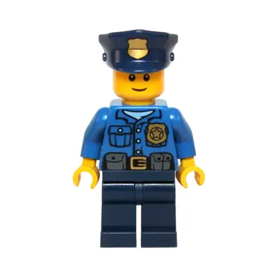Police - Gold Badge, Police Hat, Black Eyebrows, Smile