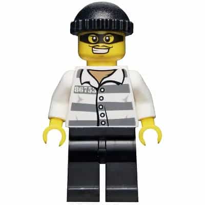 Police - Jail Prisoner 86753 Prison Stripes, Black Knit Cap, Mask