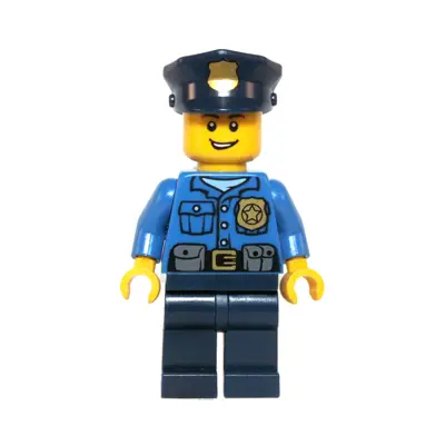 Police - Gold Badge, Police Hat, Open Grin