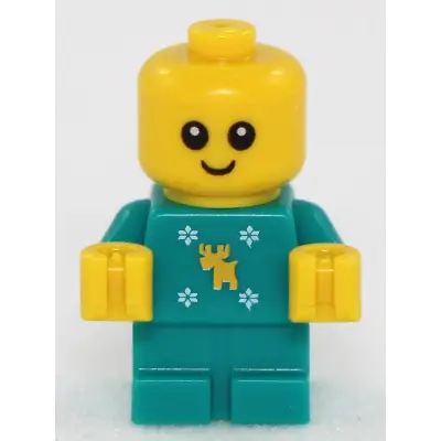 Baby - Dark Turquoise Body with Moose and Snowflakes and Yellow Hands