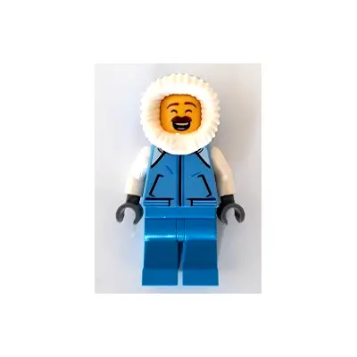 Sweeper - Medium Blue Jacket with Pockets, Fur-Lined Hood