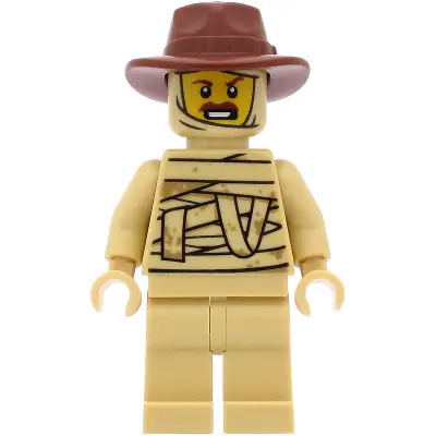 Tractor Driver - Tan Mummy Costume, Reddish Brown Fedora Hat