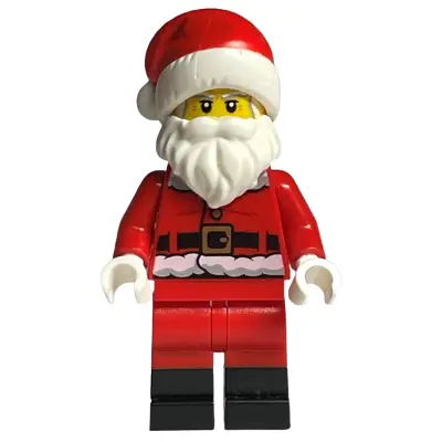 Santa - Fur Lined Jacket with Candy Cane on Back, Red Legs with Black Boots, Santa Hat with Printed Red Top