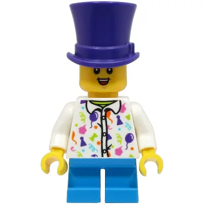 Boy - White Shirt, Dark Azure Short Legs, Dark Purple Top Hat