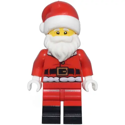 Santa - Fur Lined Jacket with 2 Dark Red Creases on Back, Red Legs with Black Boots, Santa Hat with Molded Red Top