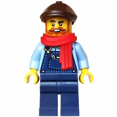 Holiday Express Train Driver - Dark Blue Overalls, Dark Brown Flat Cap, Red Scarf