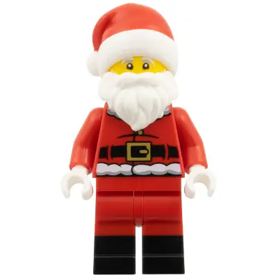 Santa - Fur Lined Jacket with 2 Black Creases on Back, Red Legs with Black Boots, Santa Hat with Molded Red Top