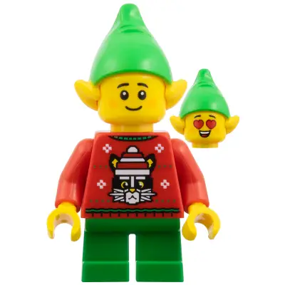 Elf - Red Holiday Sweater with Cat