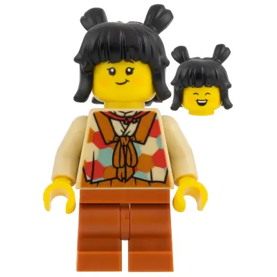 Child - Tan Vest, Black Hair, Dark Orange Mid Legs
