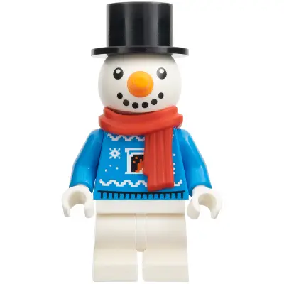 Snowman - Red Scarf, Dark Azure Christmas Sweater