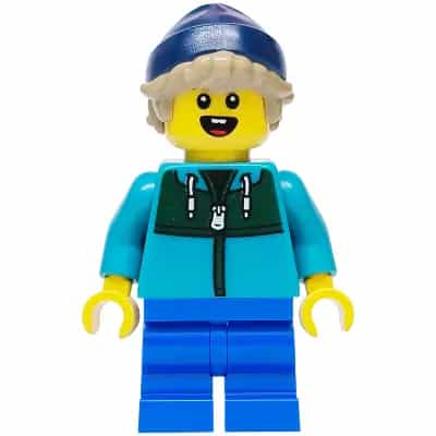 Boy - Dark Turquoise Track Suit, Blue Medium Legs, Dark Blue Beanie, Dark Tan Hair