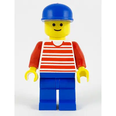 Horizontal Lines Red - Red Arms - Blue Legs, Blue Cap