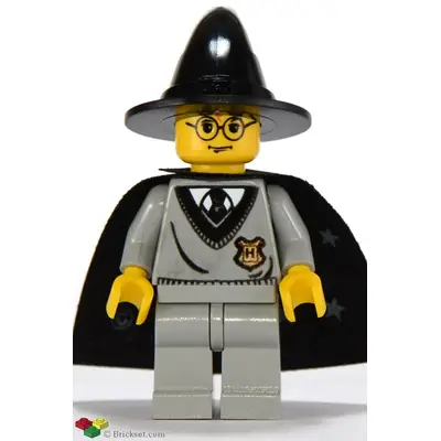 Harry Potter - Hogwarts Torso, Light Gray Legs, Black Wizard / Witch Hat, Black Cape with Stars