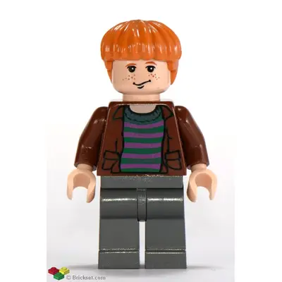 Ron Weasley - Brown Open Shirt and Striped Sweater