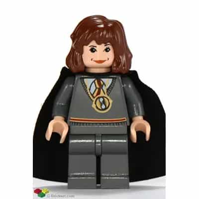 Hermione Granger - Gryffindor Stripe Torso with Time Turner Necklace, Dark Bluish Gray Legs, Black Cape