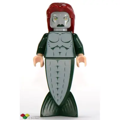 Merperson - Dark Green Body, Dark Red Long Hair