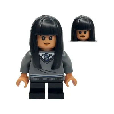 Cho Chang - Dark Bluish Gray Ravenclaw Sweater with Crest, Black Short Legs, Flexible Rubber Hair