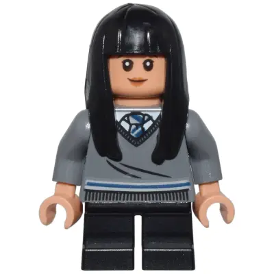 Cho Chang - Dark Bluish Gray Ravenclaw Sweater with Crest, Black Short Legs, Hard Plastic Hair