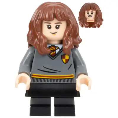 Hermione Granger - Gryffindor Sweater with Crest, Black Skirt, Black Short Legs with Dark Bluish Gray Stripes