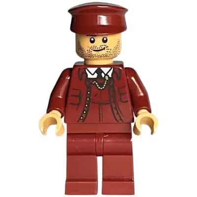 Train Conductor - Male, Dark Red Suit and Hat, Medium Tan Head
