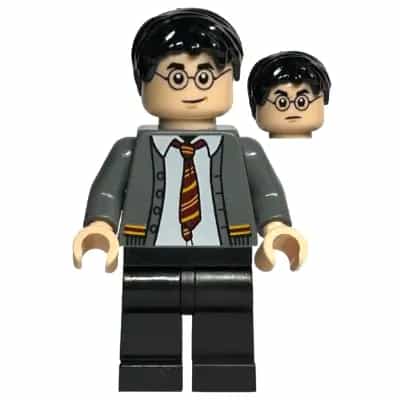 Harry Potter - Dark Bluish Gray Gryffindor Cardigan Sweater Open over Shirt without Wrinkles, Black Legs