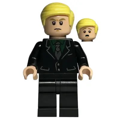 Draco Malfoy - Black Suit, Slytherin Tie, Neutral / Scared