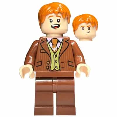 Fred Weasley - Reddish Brown Suit, Dark Orange Tie, Grin / Smiling