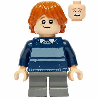 Ron Weasley - Dark Blue Striped Sweater, Dark Bluish Gray Short Legs