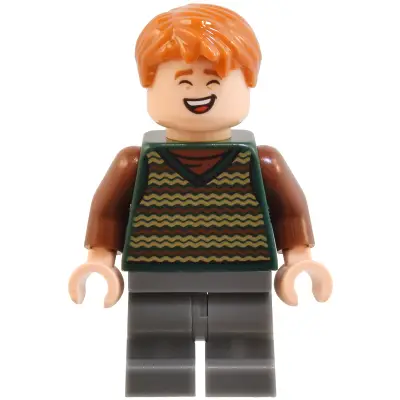 George Weasley - Dark Green Striped Sweater Vest, Dark Bluish Gray Medium Legs